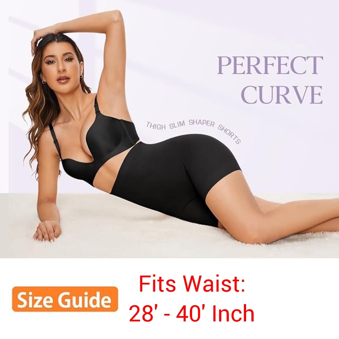 High-Waisted Tummy Control Shapewear Shorts for Women – Seamless, Invisible Under Clothing, Anti-Roll Design (Fits Waist : 28 to 40 Inch)