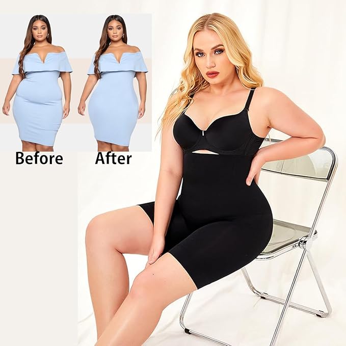 High-Waisted Tummy Control Shapewear Shorts for Women – Seamless, Invisible Under Clothing, Anti-Roll Design (Fits Waist : 28 to 40 Inch)