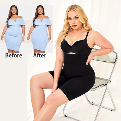 High-Waisted Tummy Control Shapewear Shorts for Women – Seamless, Invisible Under Clothing, Anti-Roll Design (Fits Waist : 28 to 40 Inch)