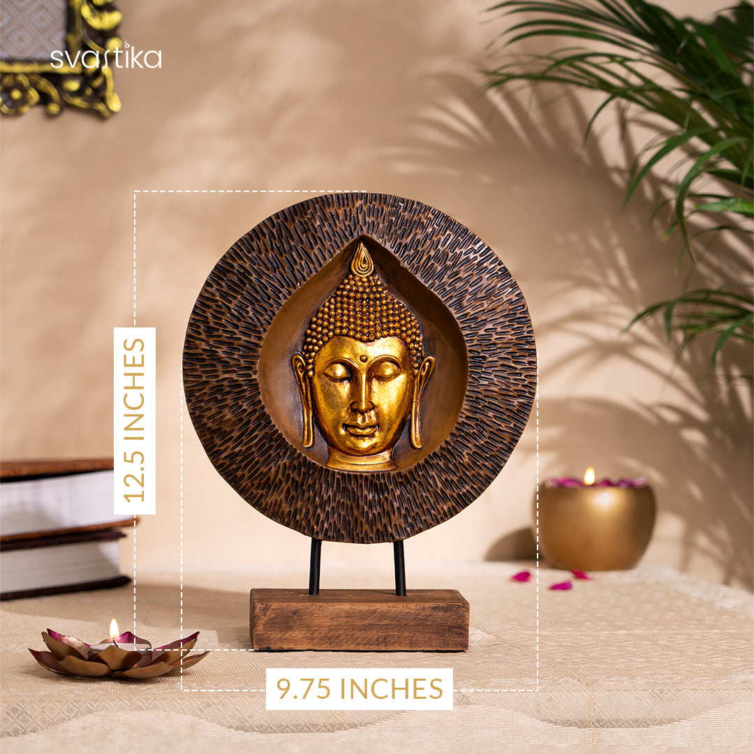 Wooden Buddha Statue For Home Decor With Base (12 Inch)