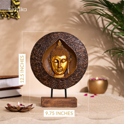 Wooden Buddha Statue For Home Decor With Base (12 Inch)