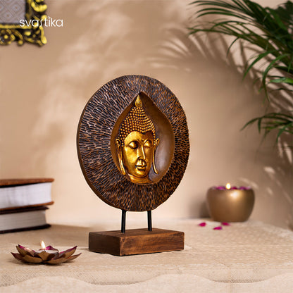 Wooden Buddha Statue For Home Decor With Base (12 Inch)