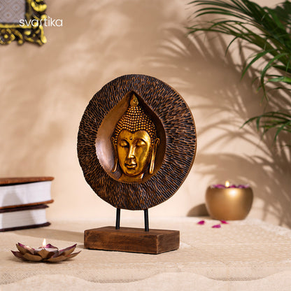 Wooden Buddha Statue For Home Decor With Base (12 Inch)