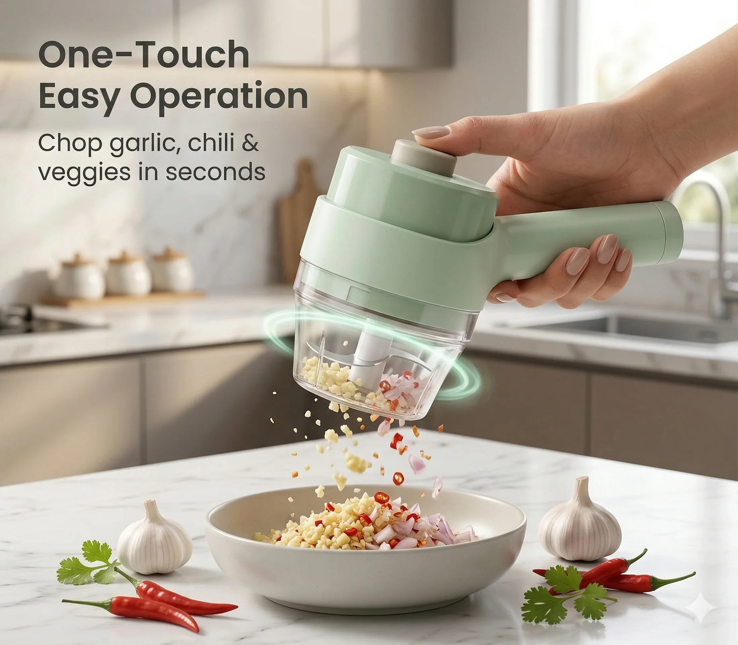 ElectricChopper™ – Portable Electric Chopper | Powerful Blades | Mess-Free Cooking