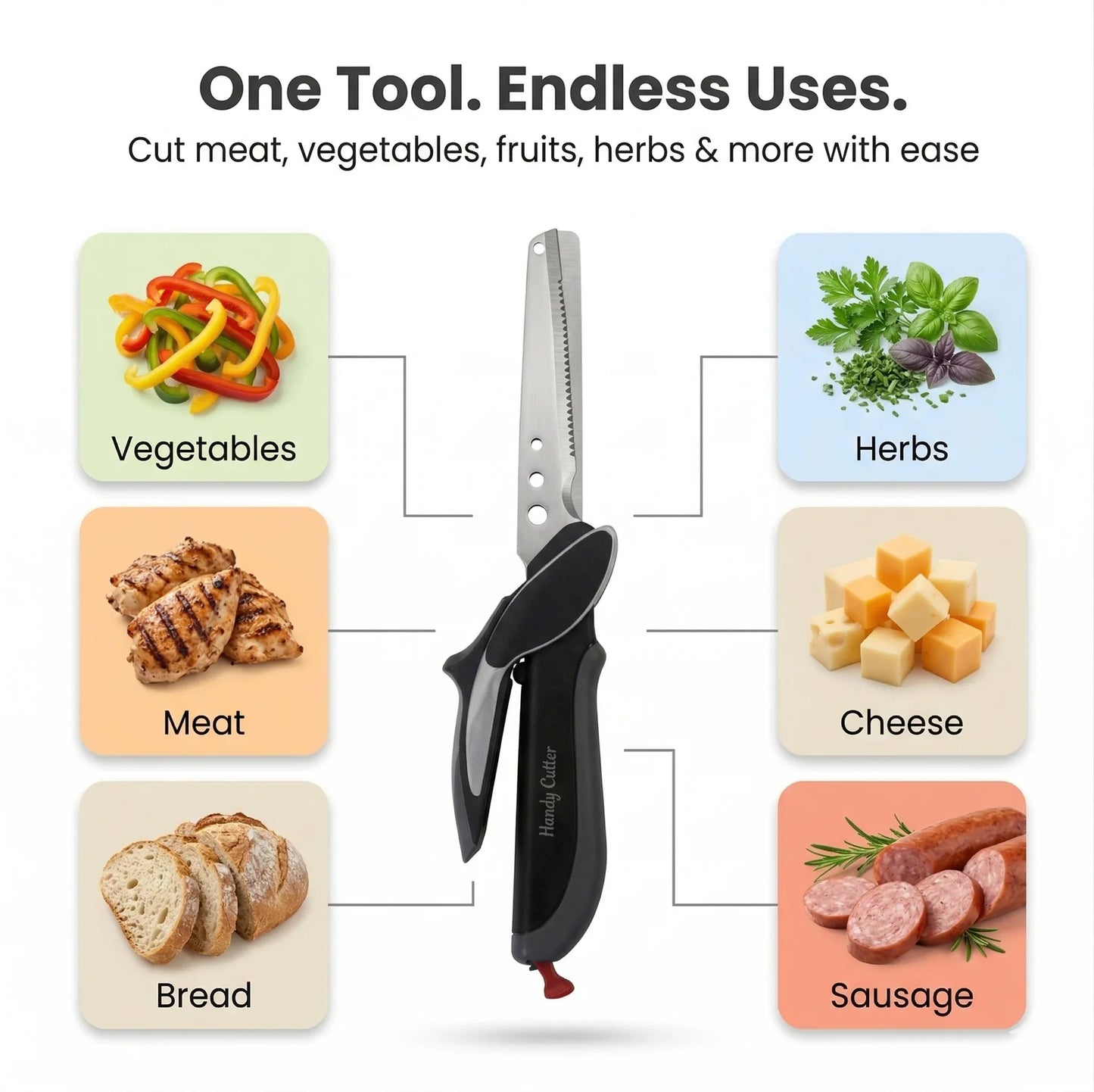 Clever Cutter - 2-in-1 Smart Scissors | Zero-Counter-Mess | Instant-Food Slicer