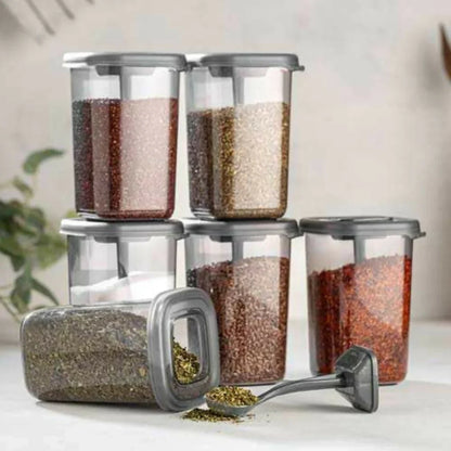 Airtight Spice Container Set With Built-In Spoon – Freshness Preserved