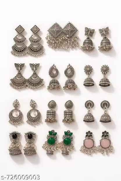 Trendy 12 Pair Earrings Box for Women | Stylish Artificial Earrings Combo Set | Daily & Party Wear